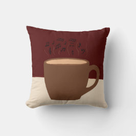 コーヒーと音楽 – コーヒーカップとミュージカル蒸気 クッション