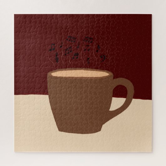 コーヒーと音楽 – コーヒーカップとミュージカル蒸気 ジグソーパズル (縦)