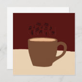 コーヒーと音楽 – コーヒーカップとミュージカル蒸気 招待状 (正面/裏面)