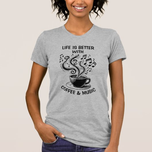 コーヒーと音楽 Tシャツ (正面)
