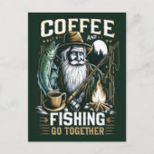 コーヒーと魚釣りが合う ポストカード (正面)