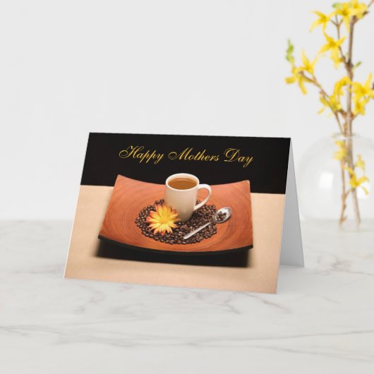 コーヒーと黄色のデイジーマザーズのデイカード カード (黄色い花)