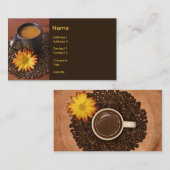 コーヒーと黄色のデイジー名刺 名刺 (正面/裏面)