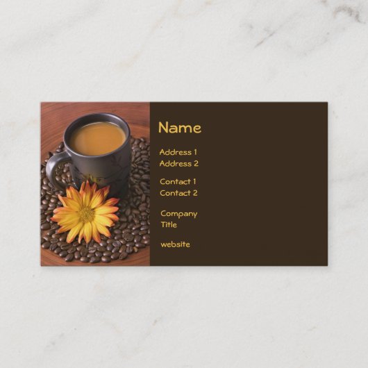 コーヒーと黄色のデイジー名刺 名刺 (正面)