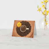 コーヒーと黄色のフラワーノートカード カード (黄色い花)