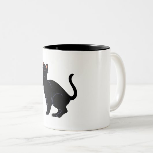 コーヒーと黒猫のおもしろい  ツートーンマグカップ (正面右)