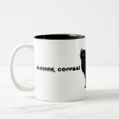 コーヒーと黒猫のおもしろい  ツートーンマグカップ (左)