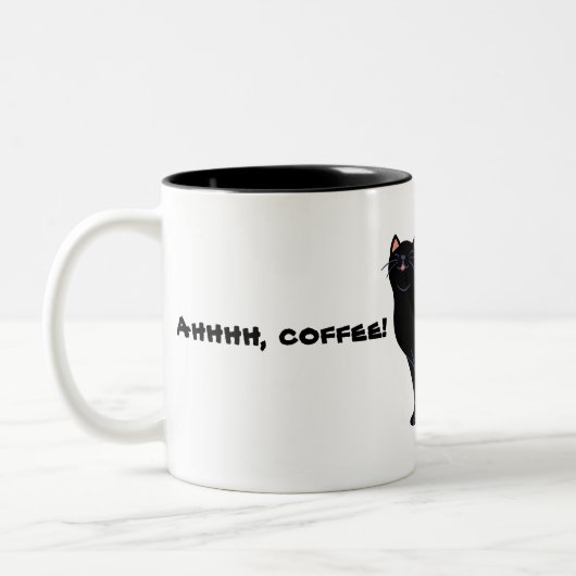 コーヒーと黒猫のおもしろい ツートーンマグカップ (左)