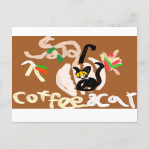 コーヒーと黒猫 ポストカード