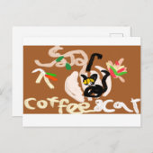 コーヒーと黒猫 ポストカード (正面/裏面)