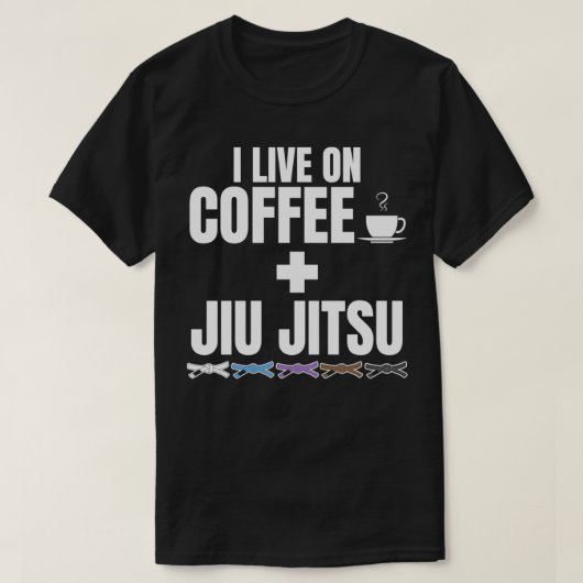 コーヒーとBJJブラジル柔術に住む Tシャツ (デザイン正面)