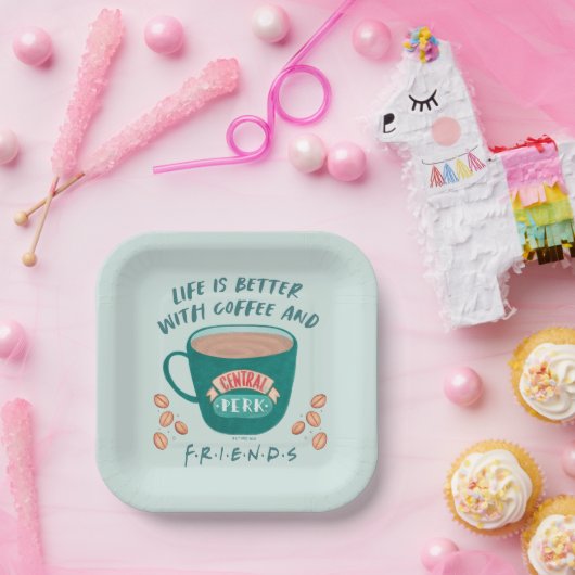 コーヒーとFRIENDSで生活が良い™ ペーパープレート (パーティー)