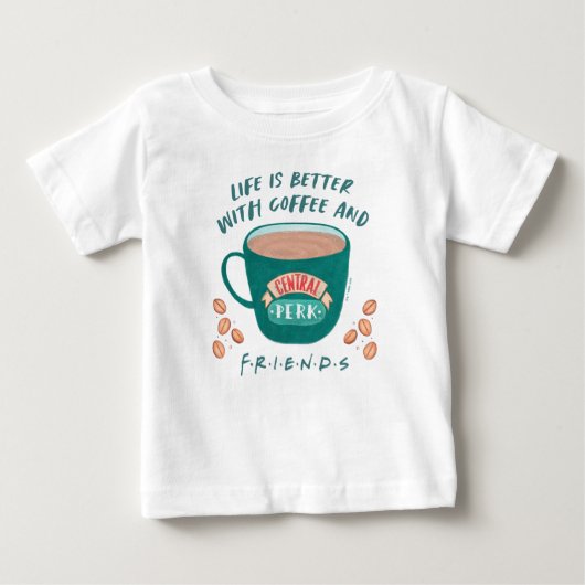 コーヒーとFRIENDS™があれば人生はもっと素敵 ベビーTシャツ (正面)