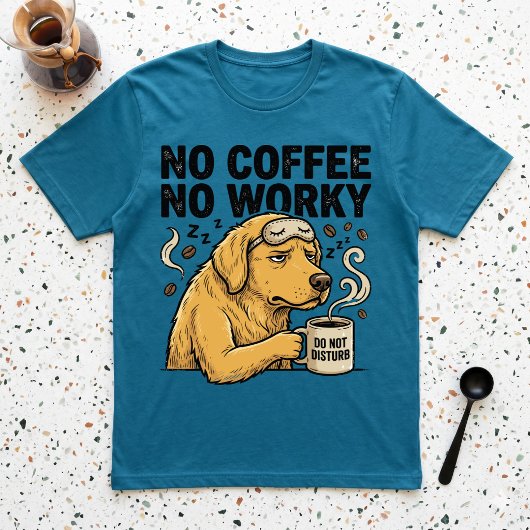 コーヒーなければ仕事もせず グランピードッグ 邪魔するな Tシャツ
