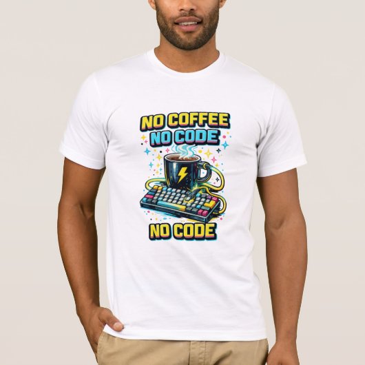 コーヒーなしではコードを書けない Tシャツ (正面)