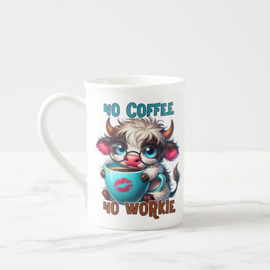 コーヒーなしでは働けません  ボーンチャイナマグカップ (左)
