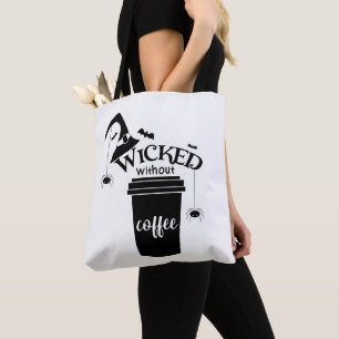 コーヒーなしでは悪女 ブラックウィッチハット 可愛い おもしろグッズ トートバッグ