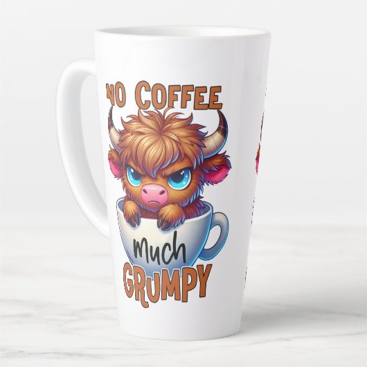 コーヒーなしでイライラ カフェラテマグ (左アングル)