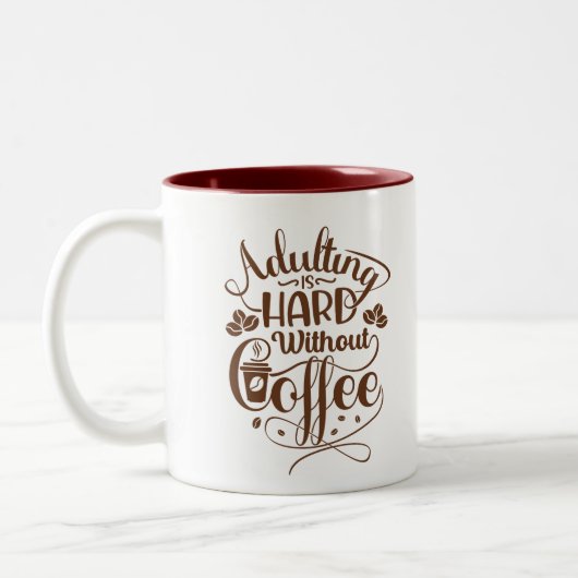 コーヒーなしで大人になるのは難しい ツートーンマグカップ (左)