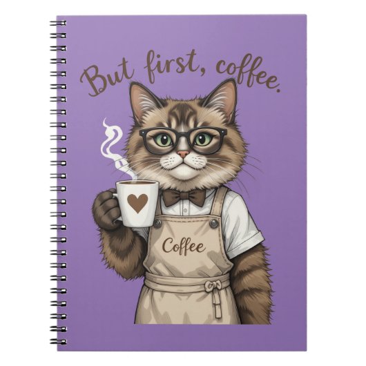 コーヒーにしよう、かわいい猫 ノートブック (正面)