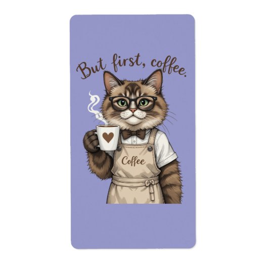 コーヒーにしよう、かわいい猫 ラベル (正面)