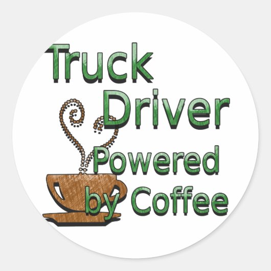 コーヒーによって動力を与えられるトラックの運転手 ラウンドシール (正面)