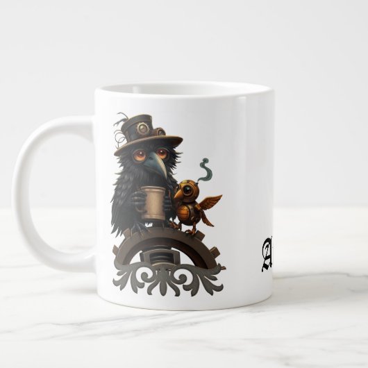 コーヒーに力を得たワタシギ ジャンボコーヒーマグカップ (左)