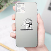 コーヒーに取り付けられた脳の漫画のステッカー シール (スマートフォン)