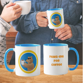 コーヒーに夢中な愛らしいクマの朝のコーヒーパン マグカップ