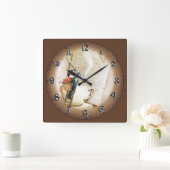 コーヒーに愛情を注ぐ スクエア壁時計 (ホーム)