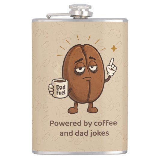 コーヒーに支えられたキュートなコーヒー豆 父の日 フラスク (正面)