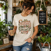 コーヒーに支えられたママと植物愛好家 トライブレンドTシャツ