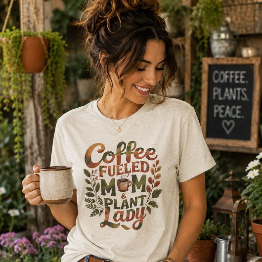 コーヒーに支えられたママと植物愛好家 トライブレンドTシャツ
