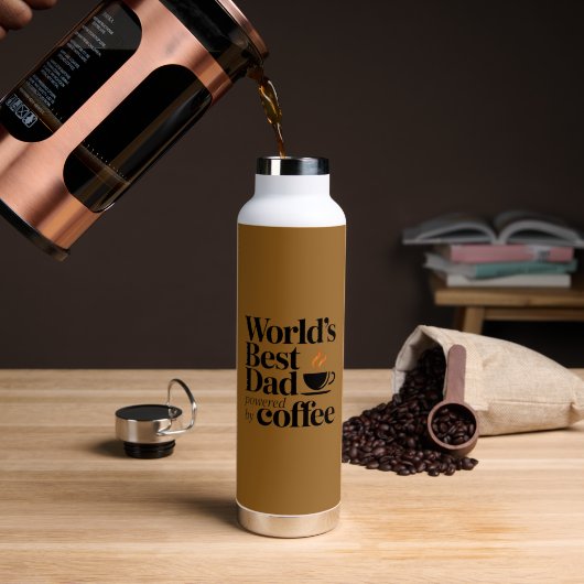 コーヒーに支えられる世界一のお父さん 父の日ギフト ウォーターボトル (コーヒー (回転後))