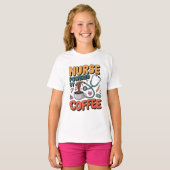 コーヒーに支えられる看護師 Tシャツ (正面フル)