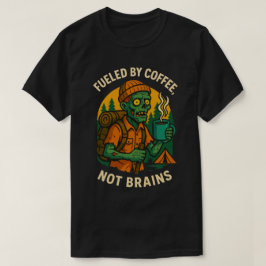 コーヒーに目覚めたゾンビキャンパーの面白デザイン Tシャツ