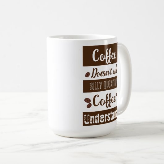 コーヒーに関する質問頼は間抜けあり コーヒーマグカップ (正面右)