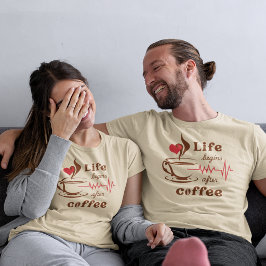 コーヒーのあとは人生が始まる Tシャツ