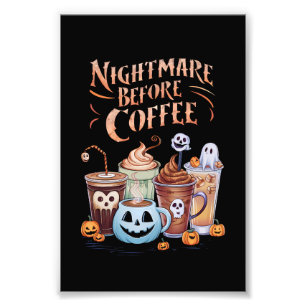 コーヒーのかなたの悪夢 パンプキンスパイス ハロウィン フォトプリント           