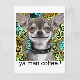 コーヒーのために微笑しているチワワ犬 ポストカード
