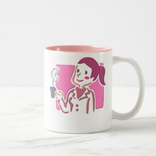 コーヒーのない朝は睡眠のようです ツートーンマグカップ (右)