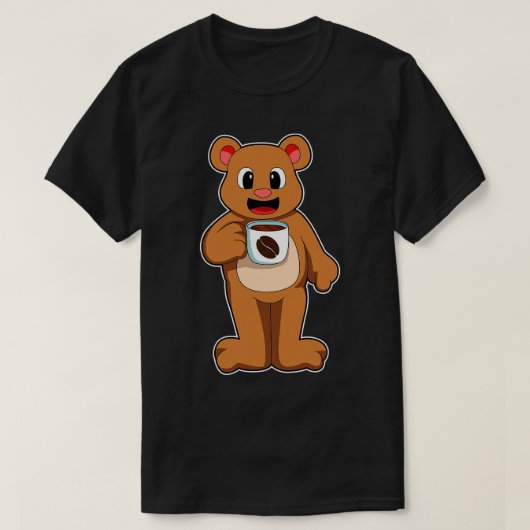 コーヒーのカップでクマ1 Tシャツ (デザイン正面)