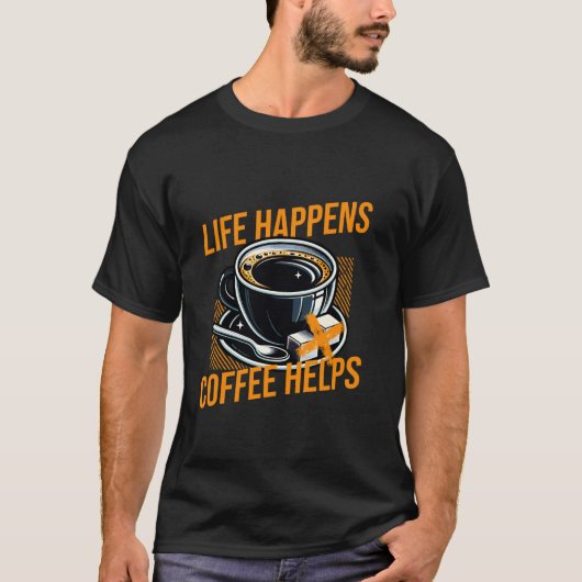 コーヒーのカフェイン救済おもしろい生起 Tシャツ (正面)