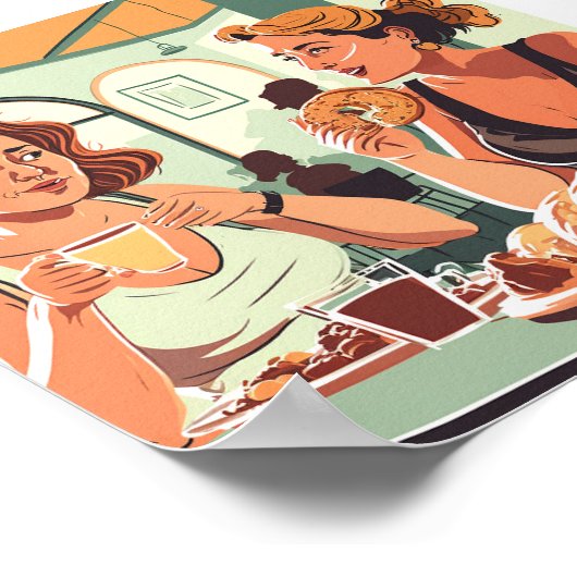 コーヒーのカフェ ポスター (角)