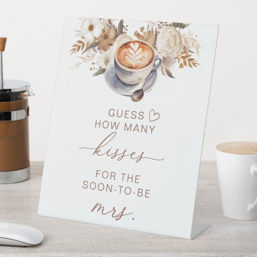 コーヒーのキス数を推測するブライダルシャワー 台座サイン (インサイチュ)