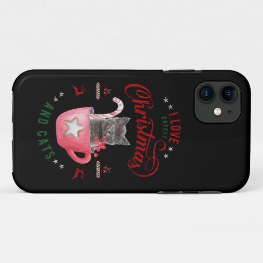 コーヒーのクリスマスと、猫のよろこびが大好き Case-Mate iPhoneケース (裏面(横))