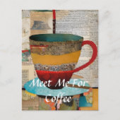 コーヒーのコラージュを頼りに会う ポストカード (正面)