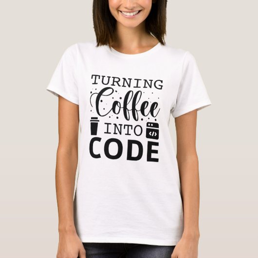 コーヒーのコード化 Tシャツ (正面)