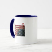 コーヒーのジョッキに浮かぶアメリカ国旗 マグカップ (正面左)