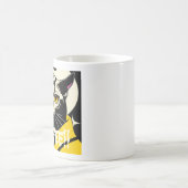 コーヒーのジョッキに猫をローブに包んだ コーヒーマグカップ (中央)